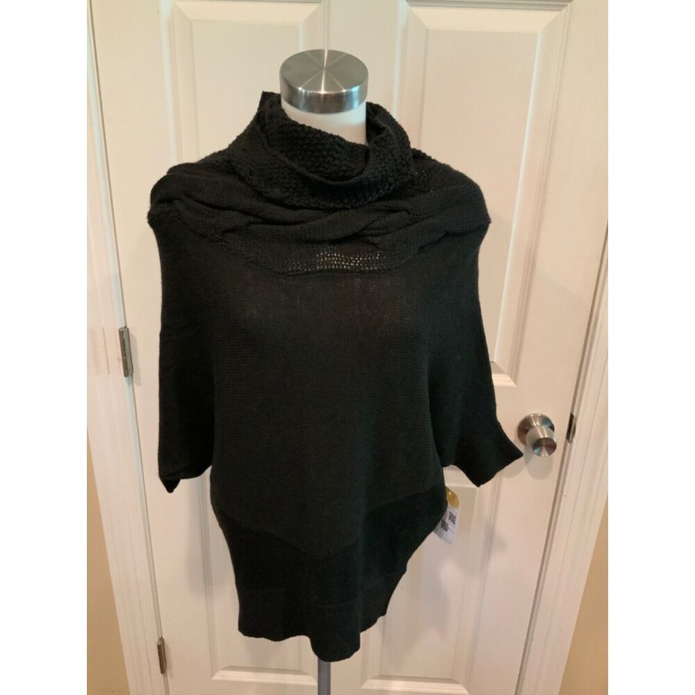 Vince Black Cable Knit Turtleneck Batwing Sweater, Size XS